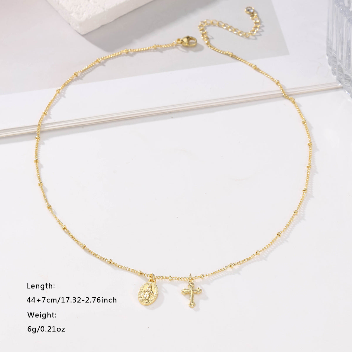 Ornament Cross Virgin Mary Necklace For Women