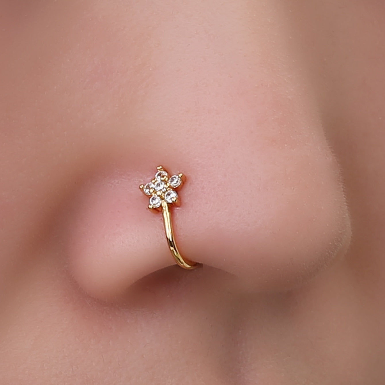 Cross Border Hexagonal Flower Zircon Micro-inlaid U-shaped Micro-inlaid Nose Ring