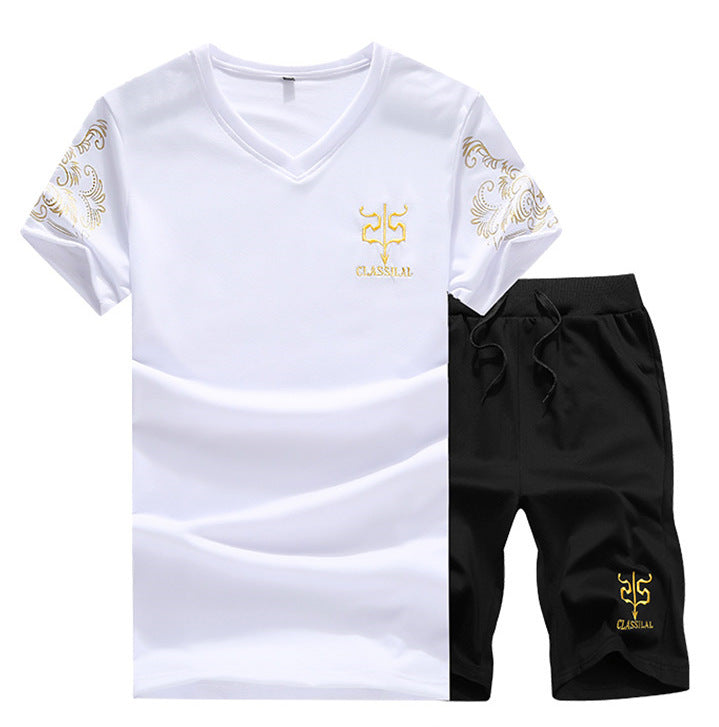 Short-Sleeved T-Shirt Shorts Casual Running Fitness Sports Suit