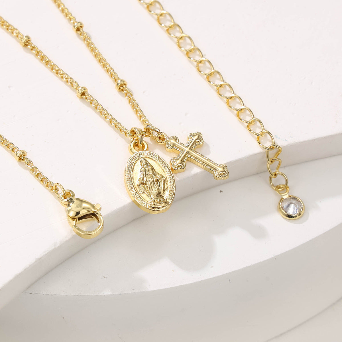 Ornament Cross Virgin Mary Necklace For Women