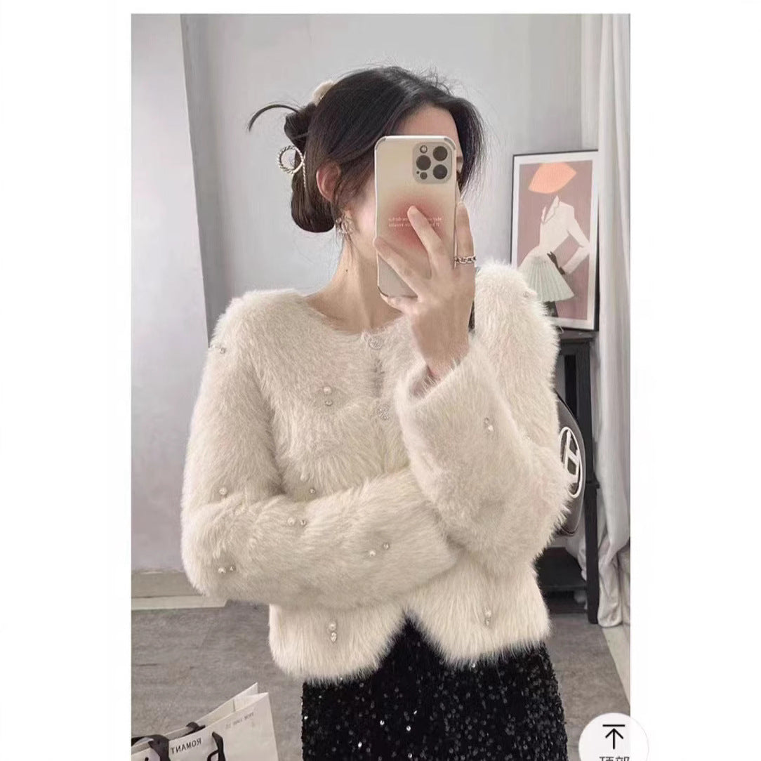 Short Temperamental Diamond Cardigan Autumn And Winter New Beaded Sweater