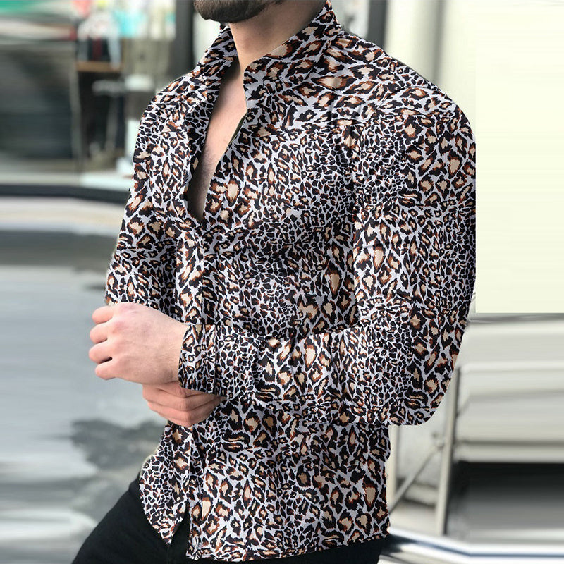 Men's Casual Long-sleeved Printed Shirt