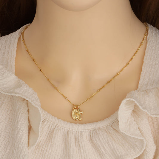 Ornament Cross Virgin Mary Necklace For Women