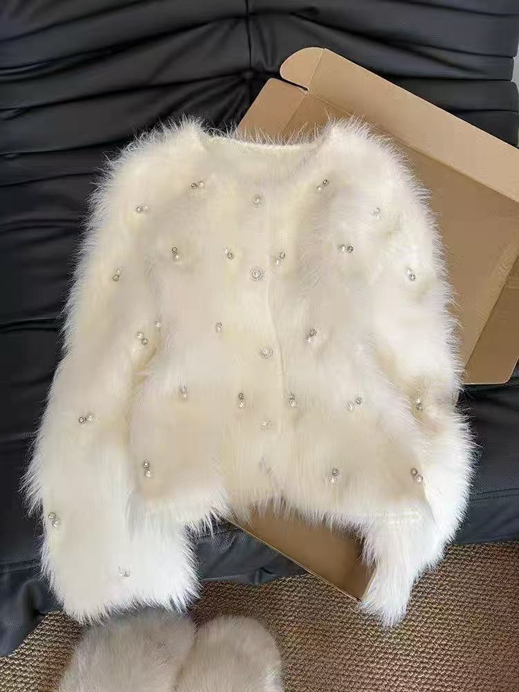 Short Temperamental Diamond Cardigan Autumn And Winter New Beaded Sweater