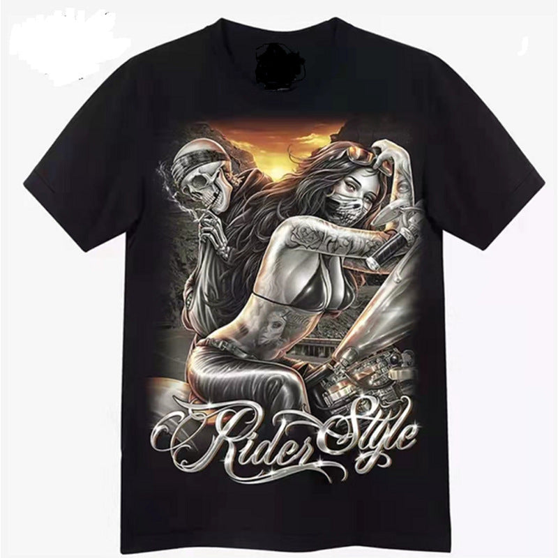Printed Short-sleeved Leisure Motorcycle