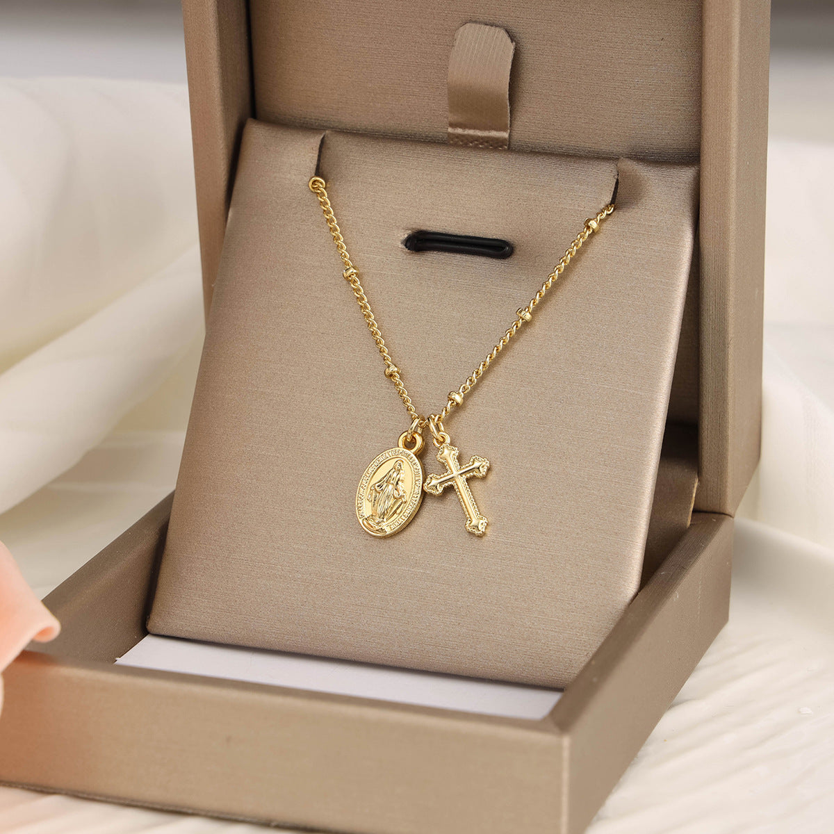 Ornament Cross Virgin Mary Necklace For Women