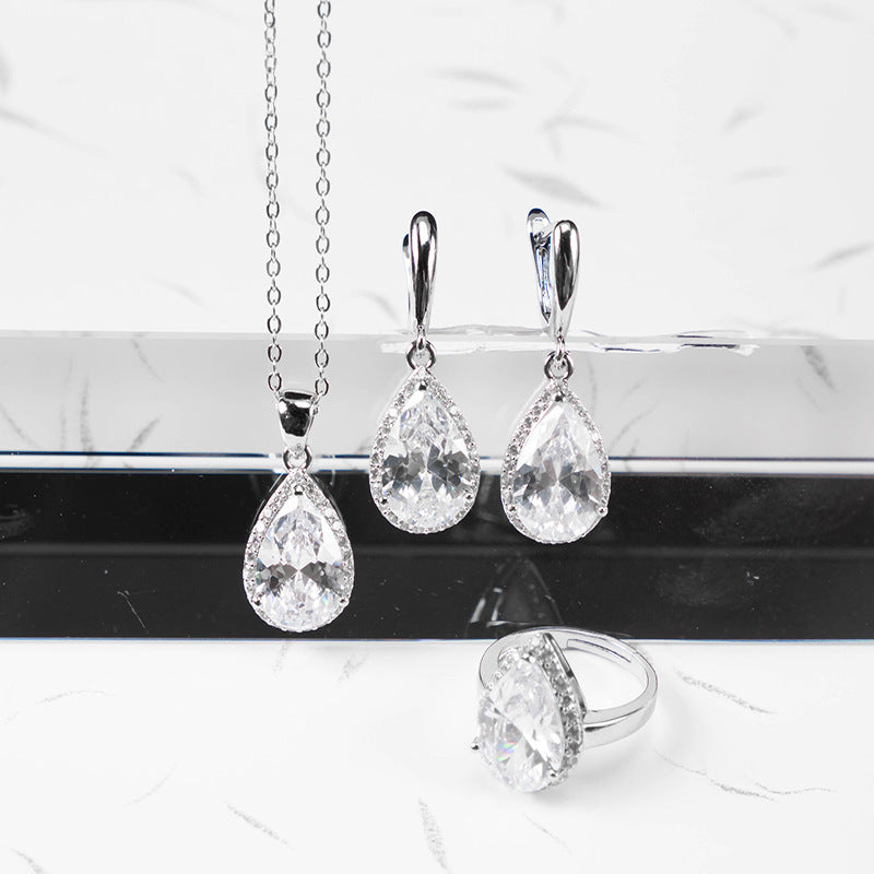 Drop-shaped Zircon Non-fading Ornament Three-piece Set