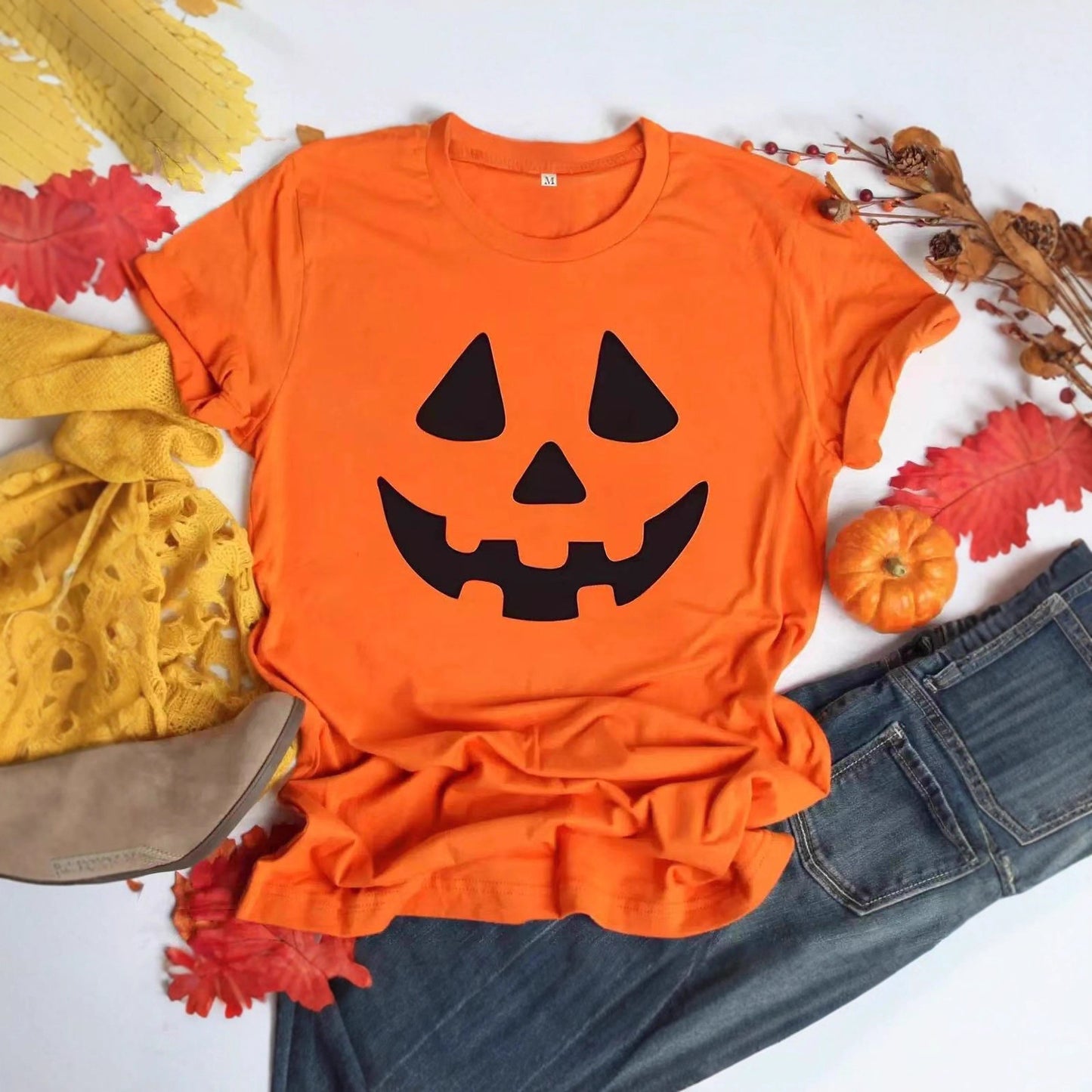 New Pure Cotton Short Sleeve Halloween Costume Casual Loose All-matching Printed T-shirt