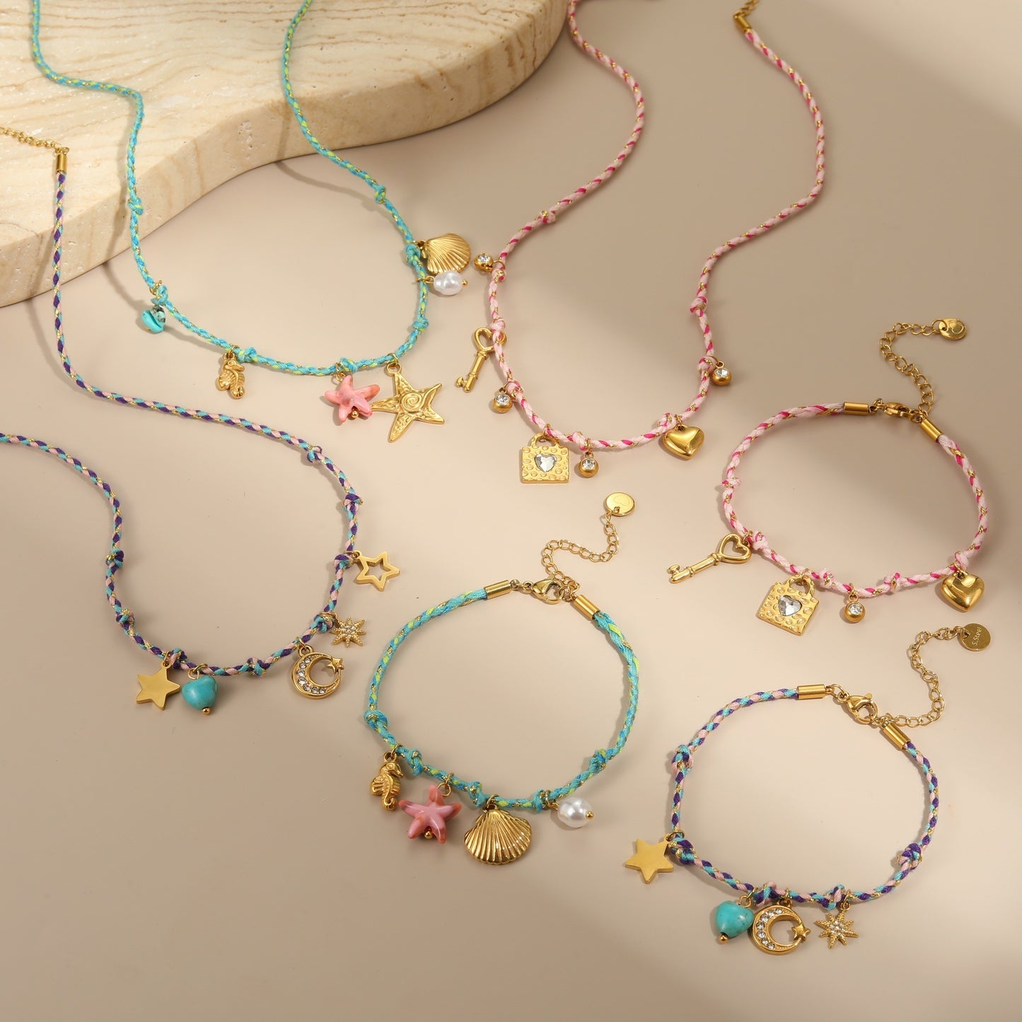 Niche Handmade Color Braided Rope Titanium Steel Necklace Design Bracelet