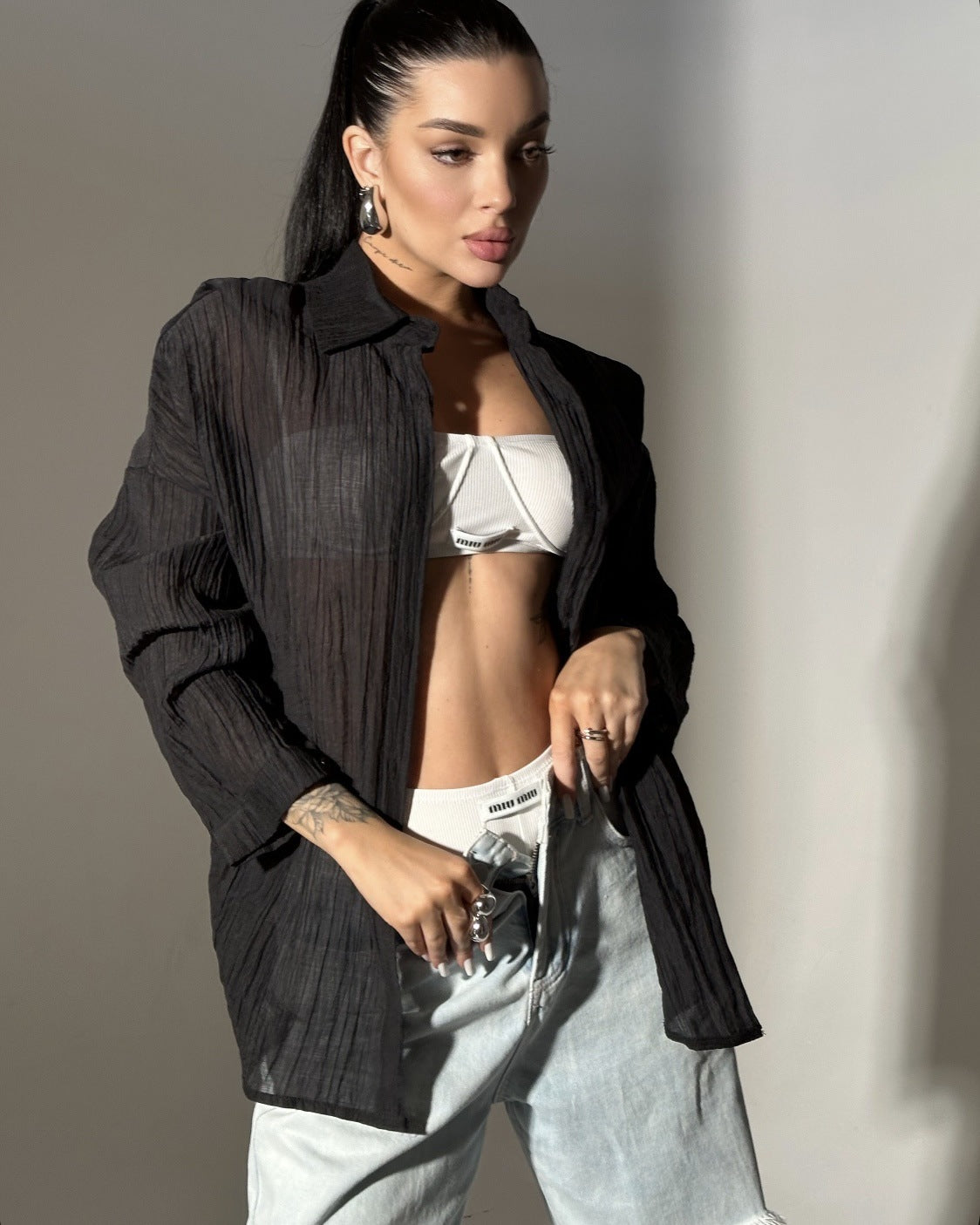 Comfortable Collar Decorated With Buttons Casual Top