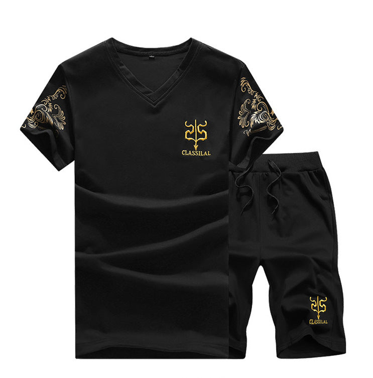 Short-Sleeved T-Shirt Shorts Casual Running Fitness Sports Suit