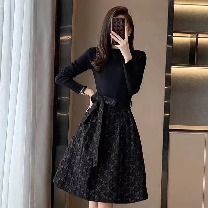 Fashion Temperament Waist-controlled Show Thin Black Dress