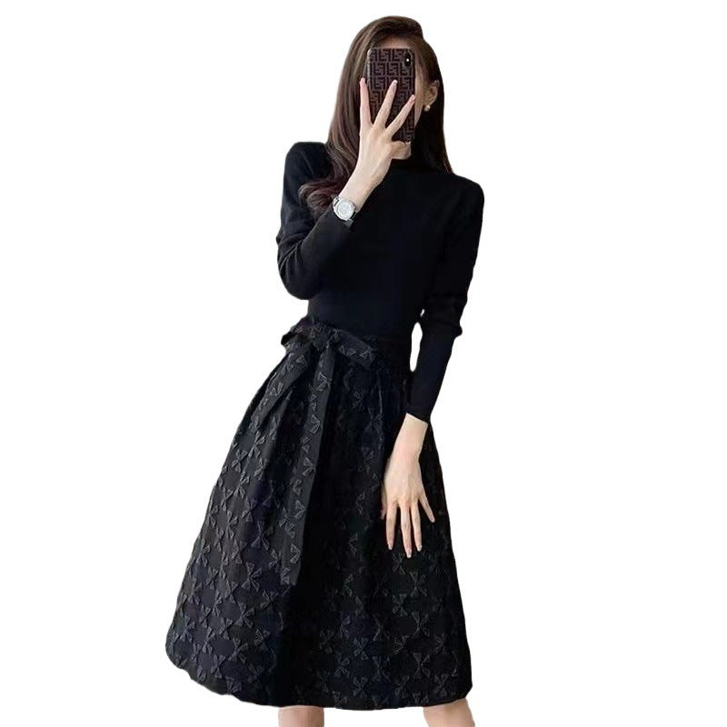 Fashion Temperament Waist-controlled Show Thin Black Dress