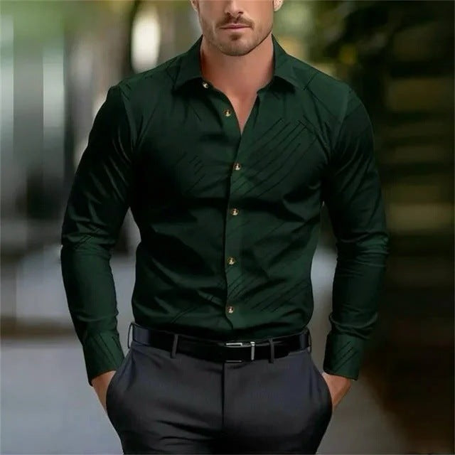 Men's Four Seasons Trendy New High Quality Simple Casual Long-sleeved Shirt