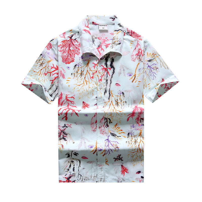 Loose Men's Beach Hawaii Printed Shirt