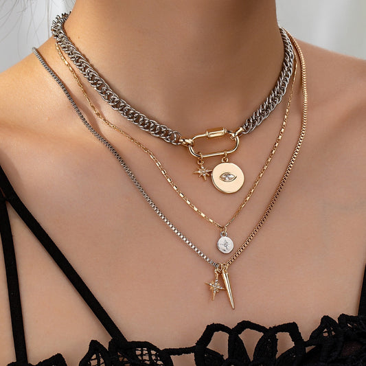 Original Eye Pendant Multi-layer Twin Necklace For Women