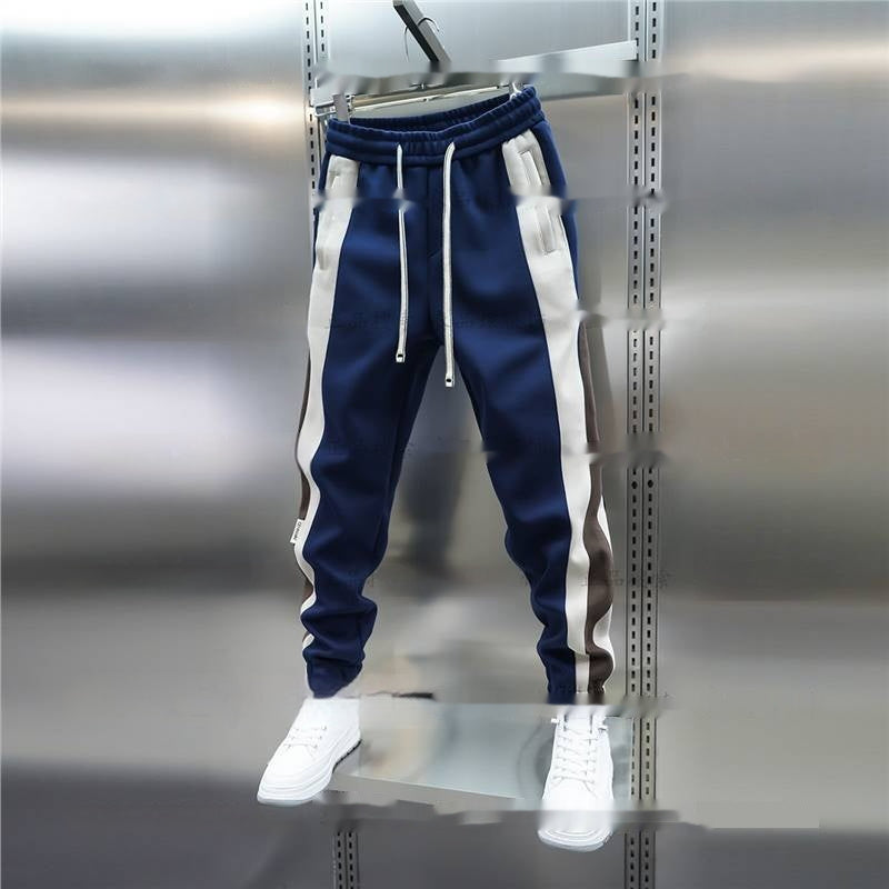Men's Stitching Sports Elasticity Elastic Waist Ankle-tied All-matching Casual Pants
