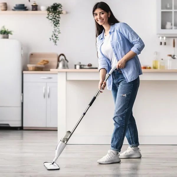Spray Mop For Floor Cleaning, 49.21 Extended Handle With 360 Rotating Mop Head, 12oz Leak-Proof Water Bottle & 3 Reusable Microfiber Pads - No Battery Needed, For Hardwood, Laminate, Tile, Vinyl & M