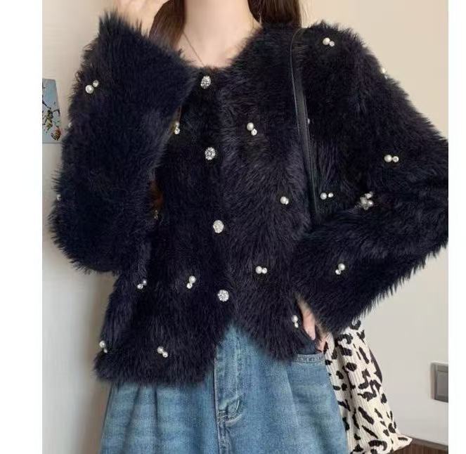 Short Temperamental Diamond Cardigan Autumn And Winter New Beaded Sweater