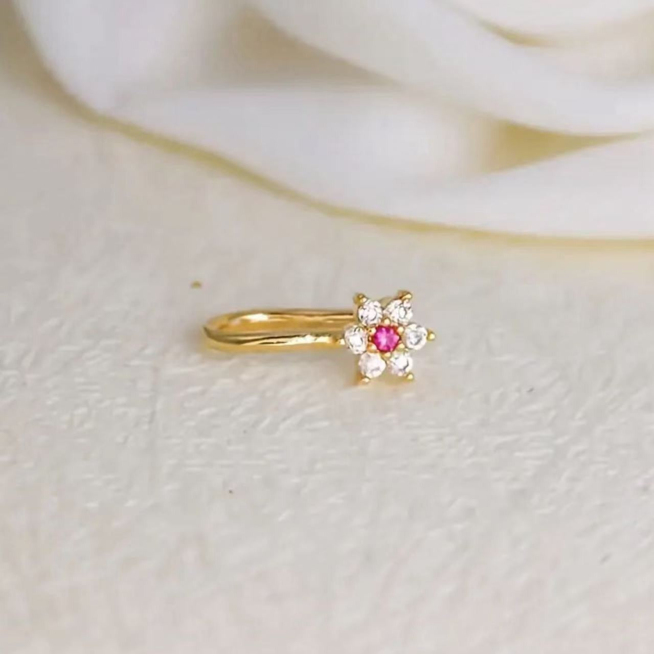 Cross Border Hexagonal Flower Zircon Micro-inlaid U-shaped Micro-inlaid Nose Ring