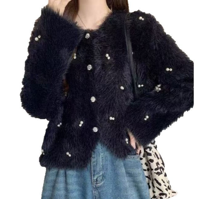 Short Temperamental Diamond Cardigan Autumn And Winter New Beaded Sweater