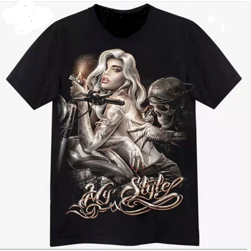 Printed Short-sleeved Leisure Motorcycle