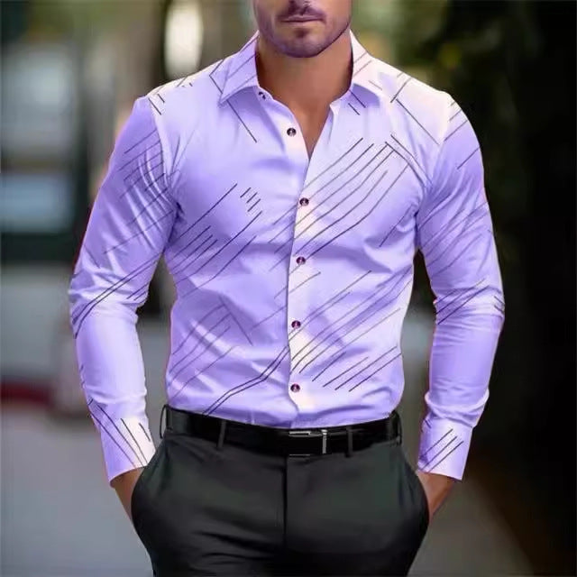 Men's Four Seasons Trendy New High Quality Simple Casual Long-sleeved Shirt
