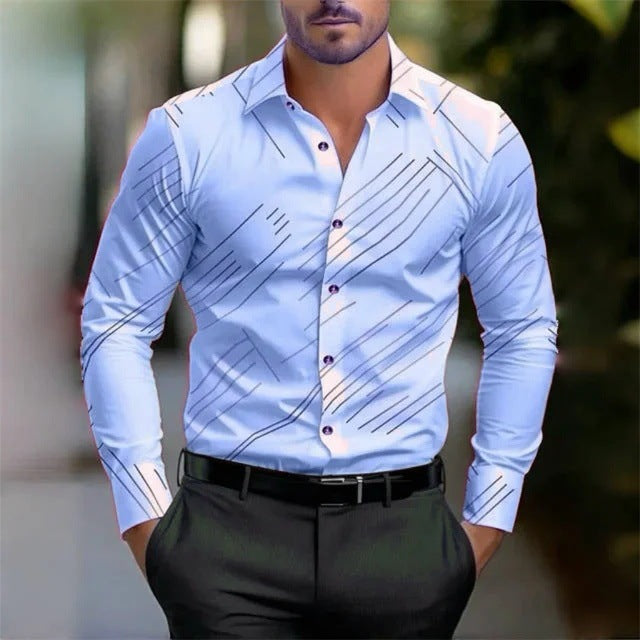 Men's Four Seasons Trendy New High Quality Simple Casual Long-sleeved Shirt