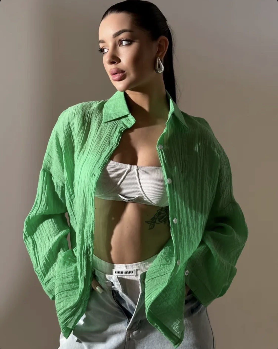 Comfortable Collar Decorated With Buttons Casual Top