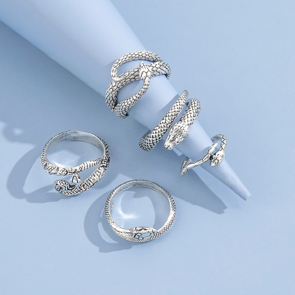 European And American Cold Wind Snake Retro Ring