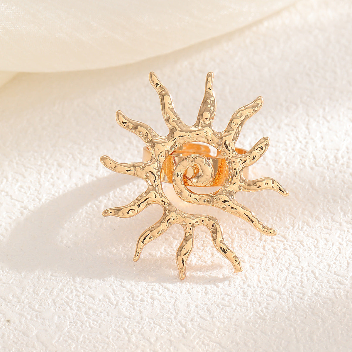 Gold Sun Necklace Hollow Pendant Earrings