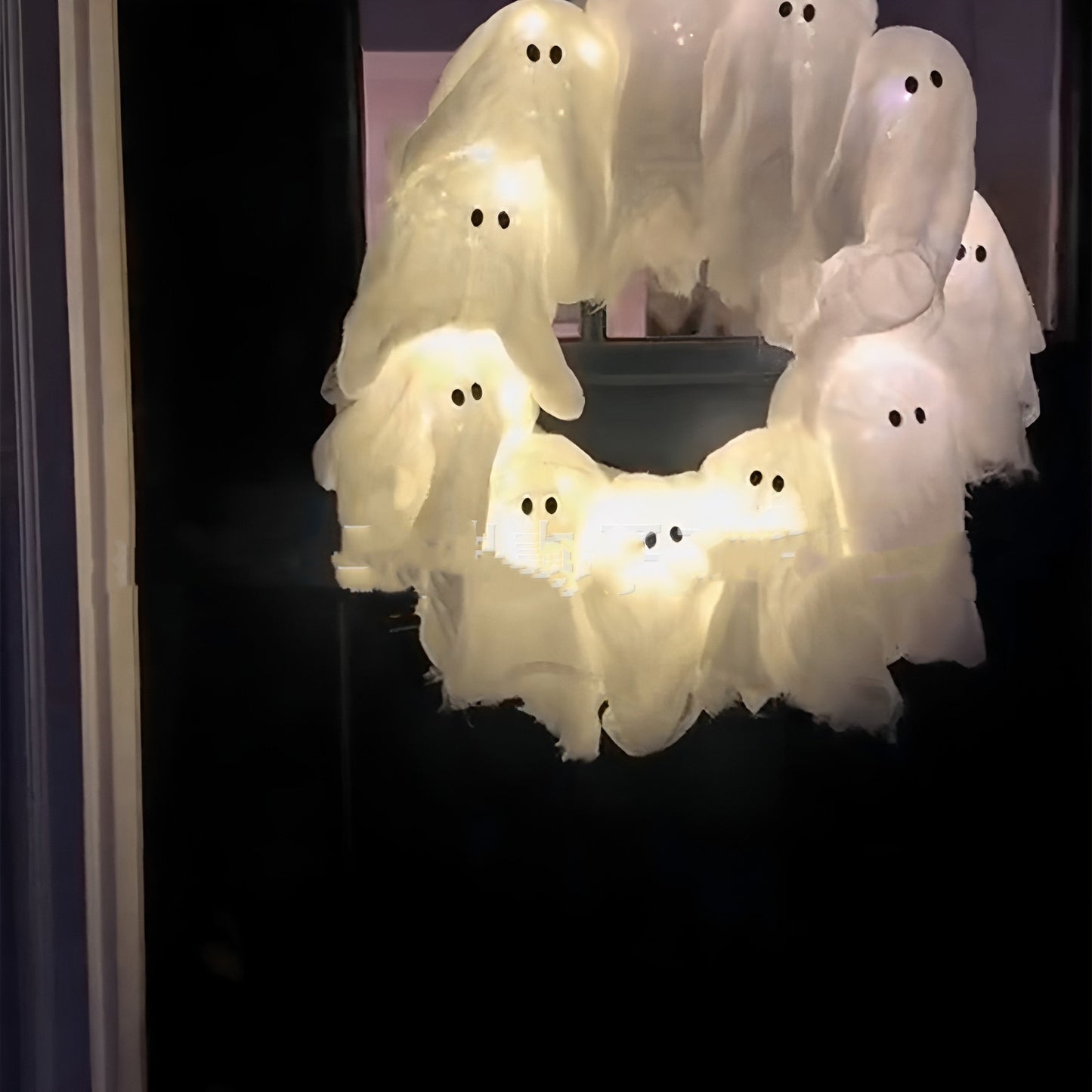 Halloween Decorations Ghost Wreath Cute Ghost Halloween Door Sign For Door Porch Wall Holiday Home Decor Glow Ghost Lights