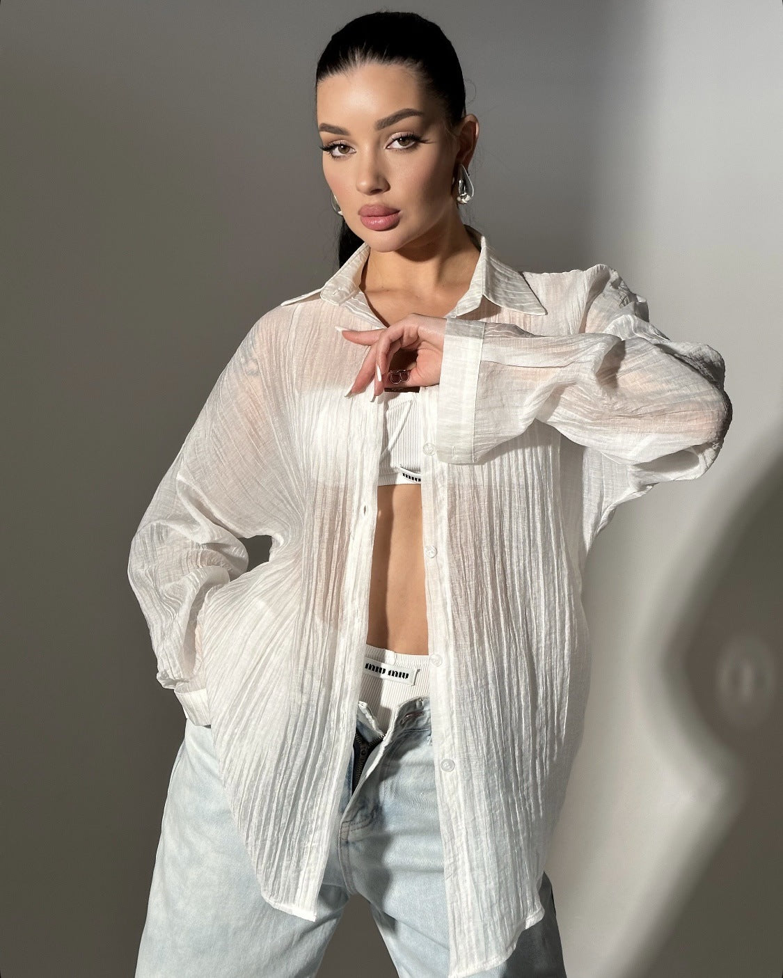 Comfortable Collar Decorated With Buttons Casual Top