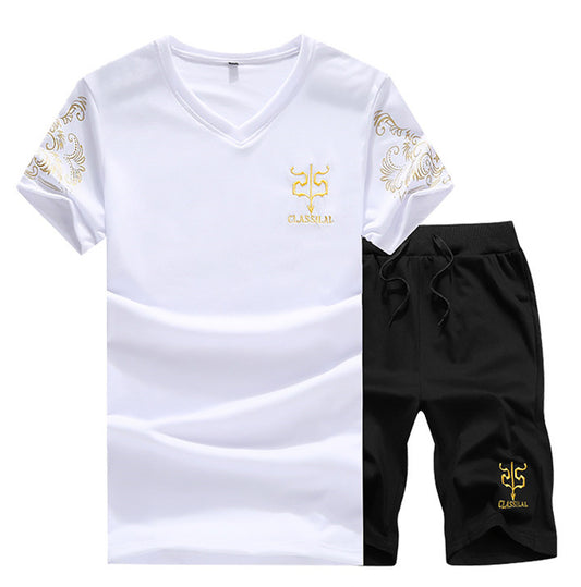 Short-Sleeved T-Shirt Shorts Casual Running Fitness Sports Suit