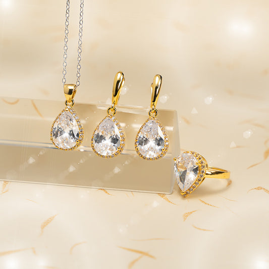 Drop-shaped Zircon Non-fading Ornament Three-piece Set