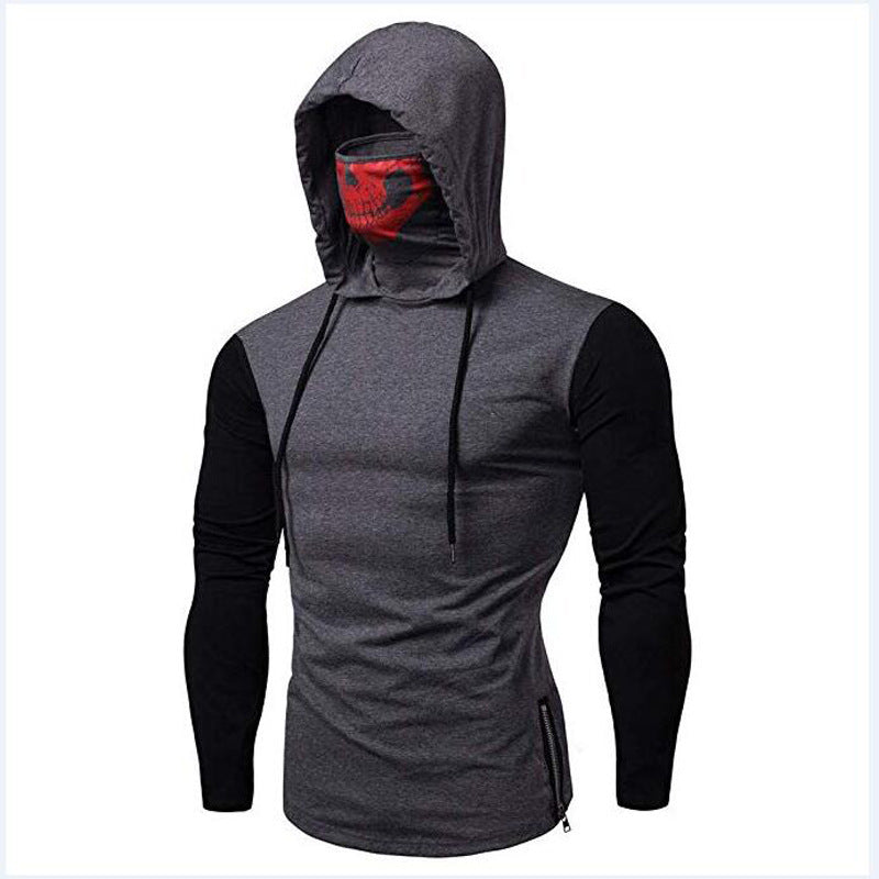 Stylish Hooded High Neck Skull Long Sleeve T Shirt