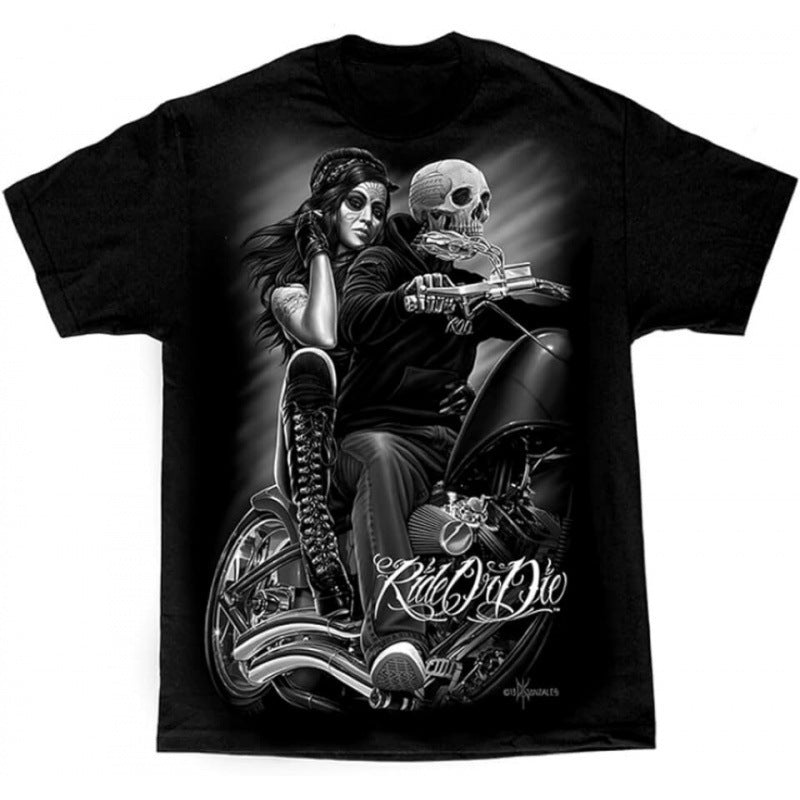 Printed Short-sleeved Leisure Motorcycle